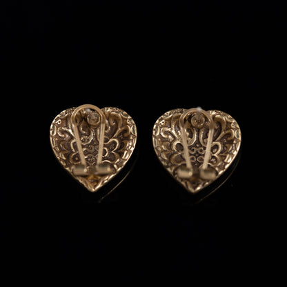 Vintage Enamel Heart Statement Handcrafted Earrings Timeless Style