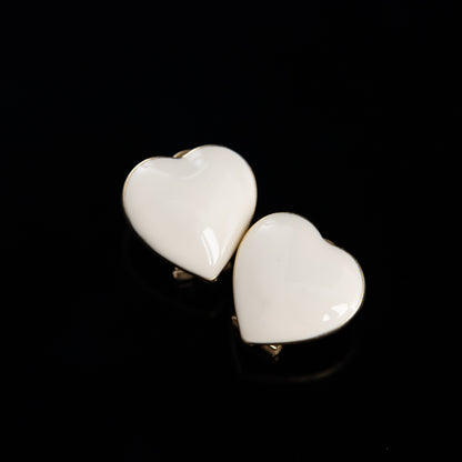Vintage Enamel Heart Statement Handcrafted Earrings Timeless Style