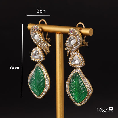 Vintage Leaf Timeless Stone Inlay Earrings for Women