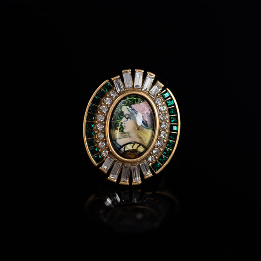 Vintage Crystal Geometric Timeless Open Ring