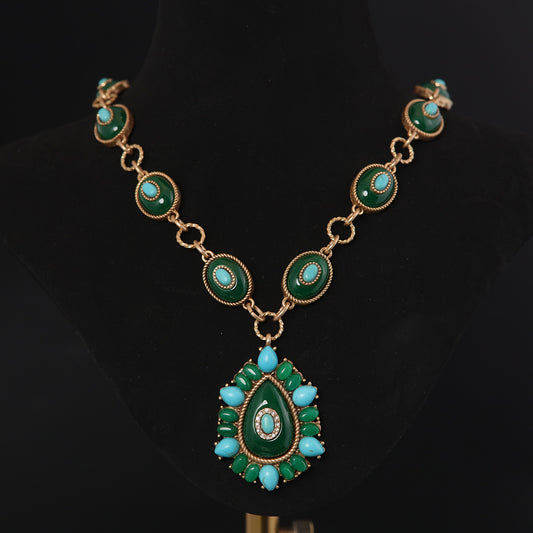 Vintage Artisan Agate Handcrafted Jewelry Set Baroque