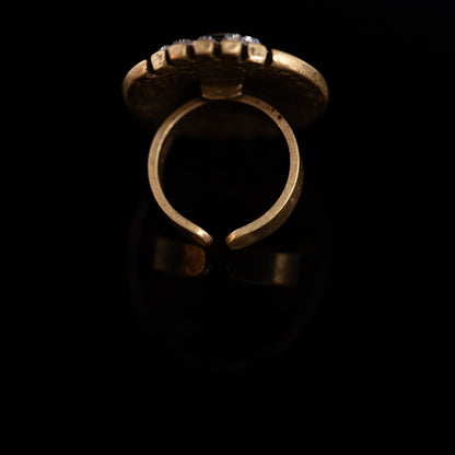 Vintage Crystal Geometric Timeless Open Ring