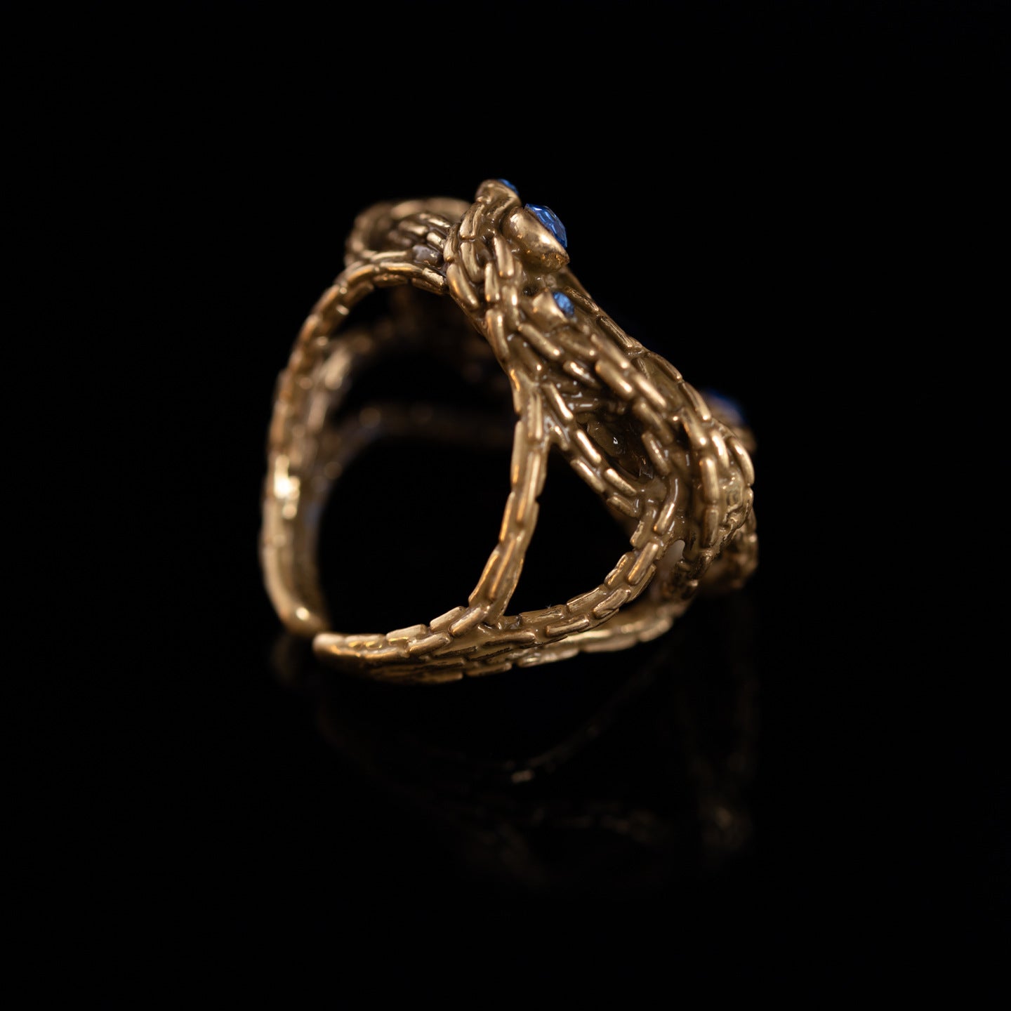 Vintage Crystal Geometric Classic Open Ring Handcrafted Design