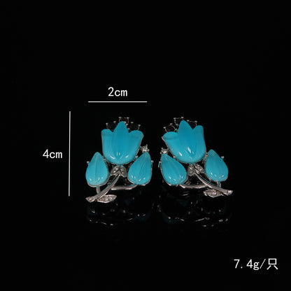 Vintage Crystal Floral Elegant Earrings for Women