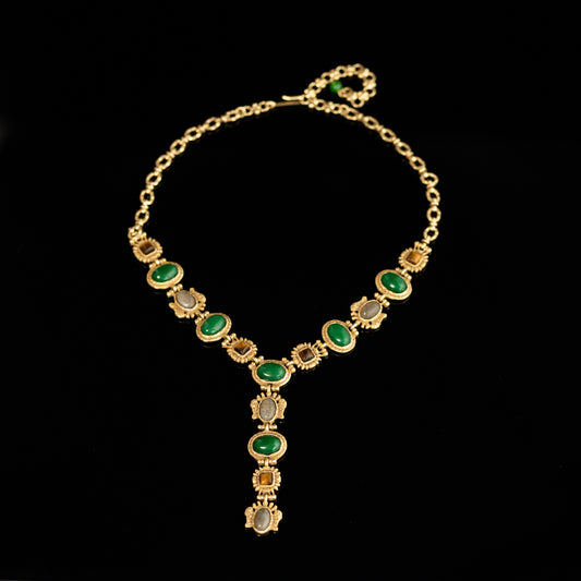 Vintage Natural Stone Geometric Timeless Stone Inlay Necklace for Women