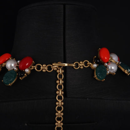 Vintage Agate Cross Artisan Engraved Necklace for Women