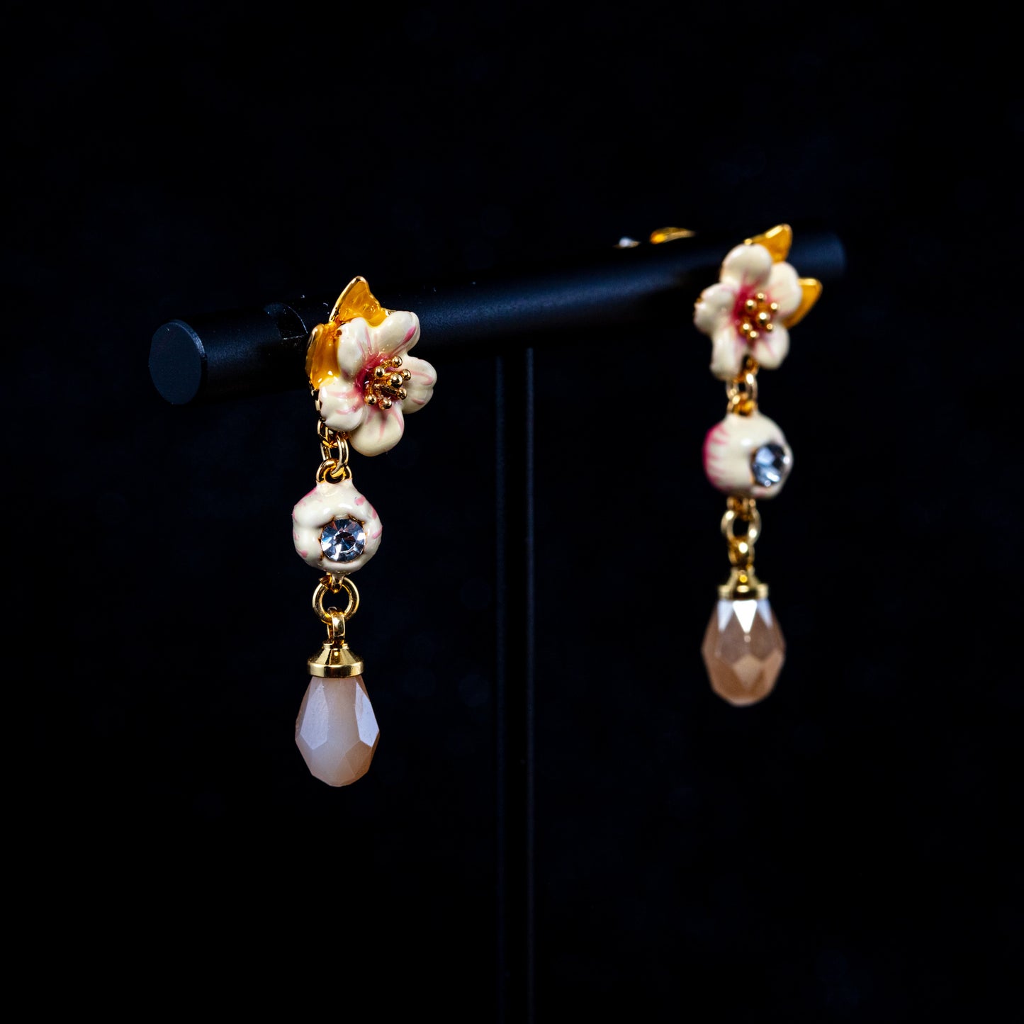 Vintage Crystal Floral Artisan Earrings Handcrafted Design