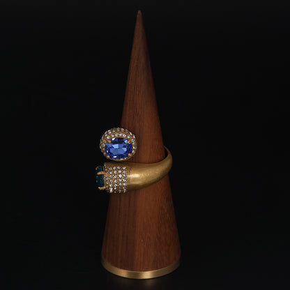 Vintage Geometric Refined Stone Inlay Open Ring Gift Jewelry