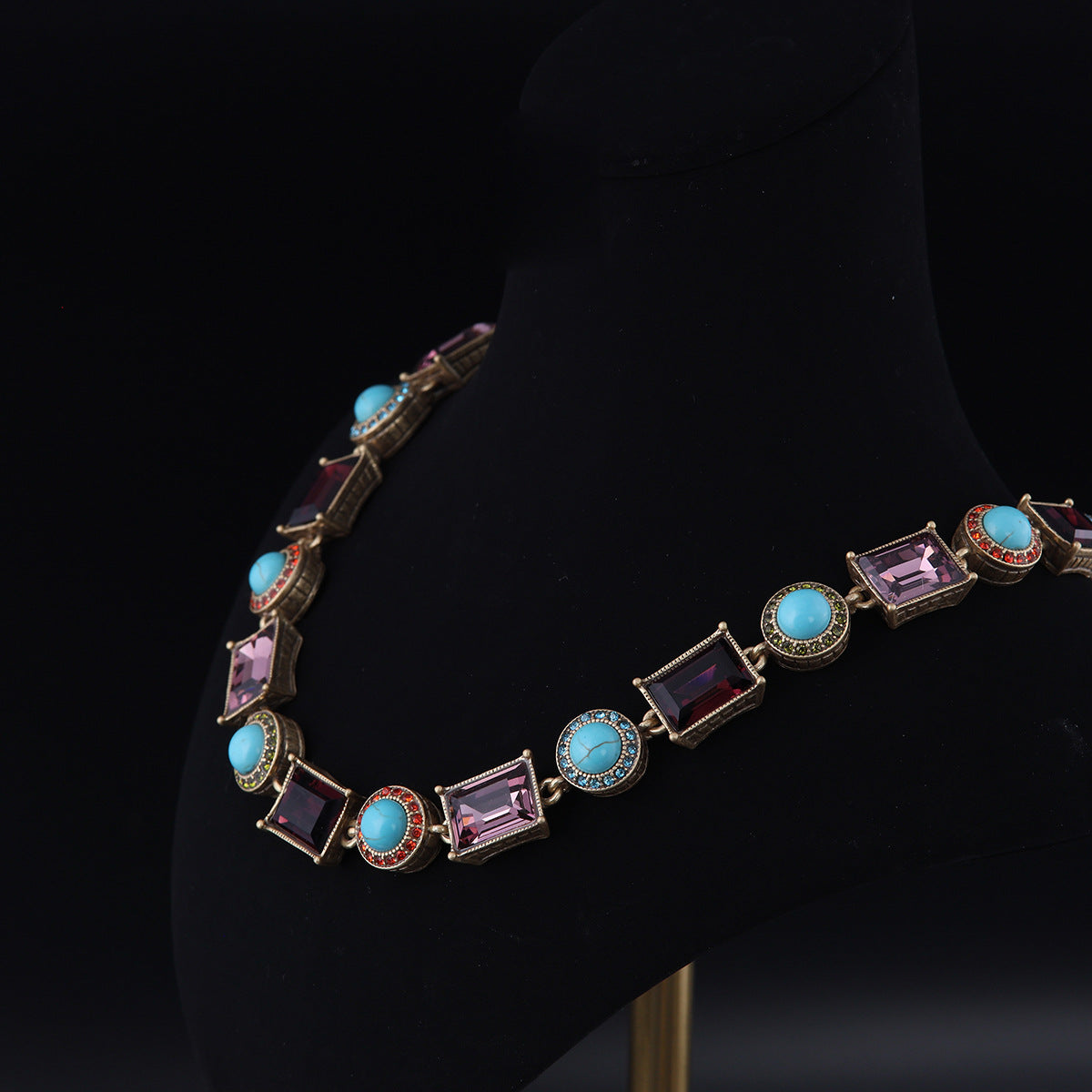 Vintage Cubic Zirconia Geometric Elegant Polished Necklace for Women