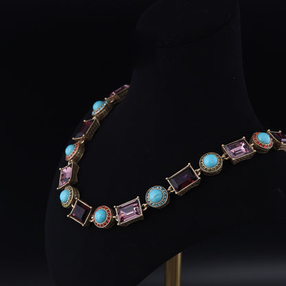Vintage Cubic Zirconia Geometric Elegant Polished Necklace for Women