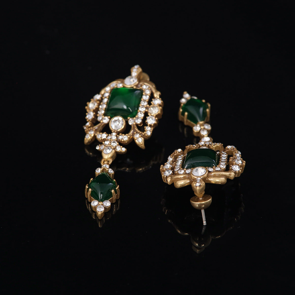 Vintage Enamel Star Classic Stone Inlay Earrings for Women