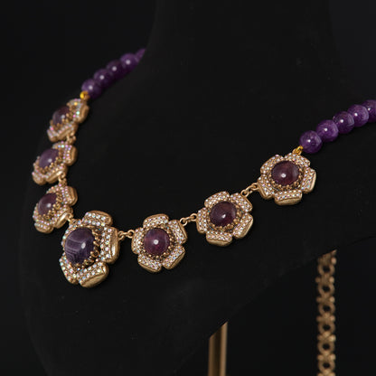 Vintage Refined Agate Petal Jewelry Set Ornate