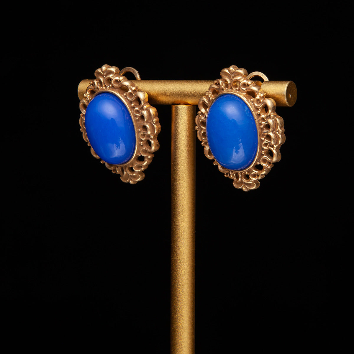 Vintage Refined Stone Inlay Earrings Gift Jewelry