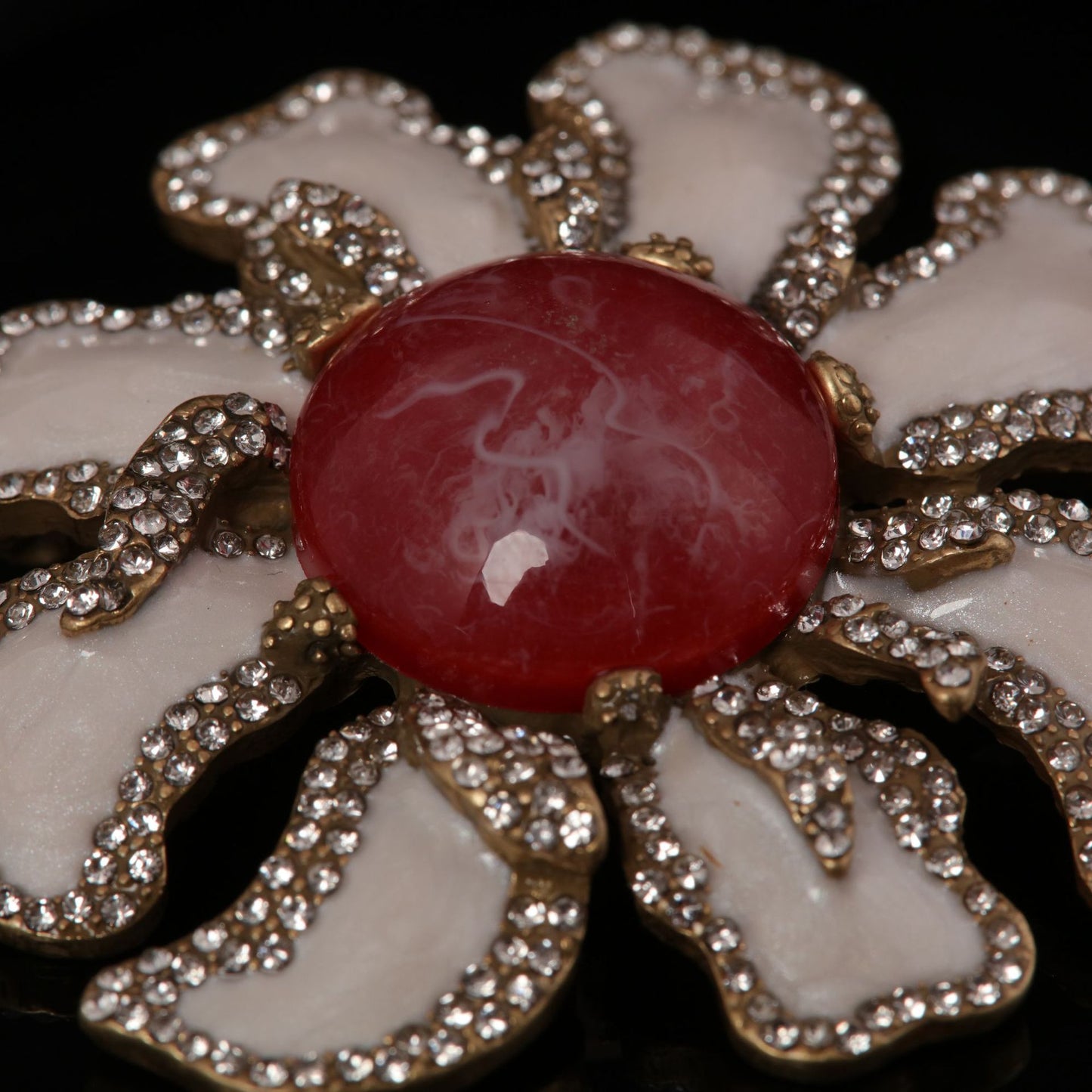 Vintage Agate Floral Artisan Stone Inlay Brooches Handcrafted Design