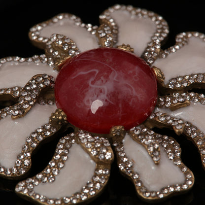Vintage Agate Floral Artisan Stone Inlay Brooches Handcrafted Design