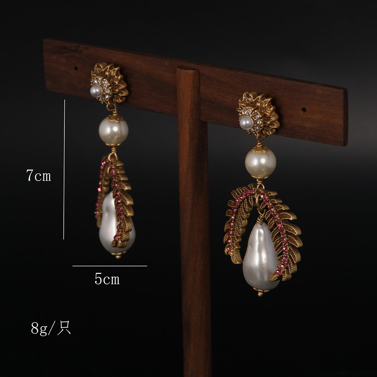 Vintage Pearl Elegant Stone Inlay Earrings for Women