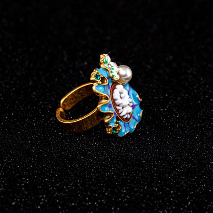 Vintage Pearl Geometric Luxury Open Ring Gift Jewelry