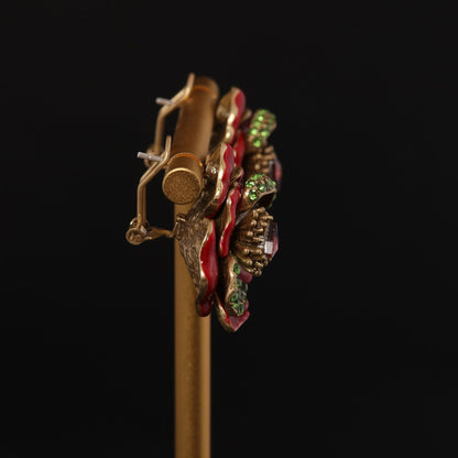 Vintage Enamel Floral Timeless Earrings Gift Jewelry