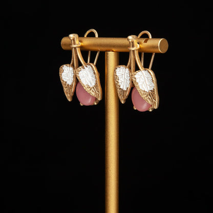 Vintage Enamel Leaf Statement Handcrafted Earrings Timeless Style