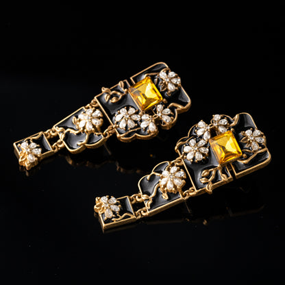 Vintage Artisan Stone Inlay Earrings for Women