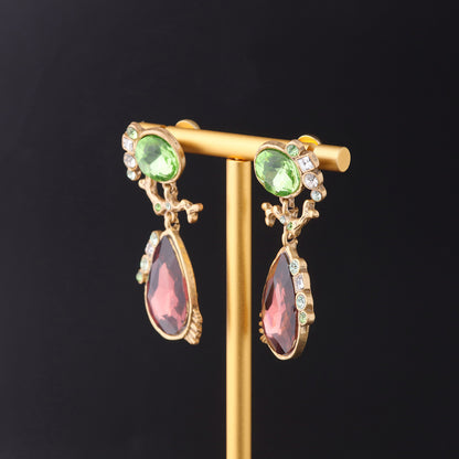 Vintage Crystal Heart Elegant Handcrafted Earrings Gift Jewelry