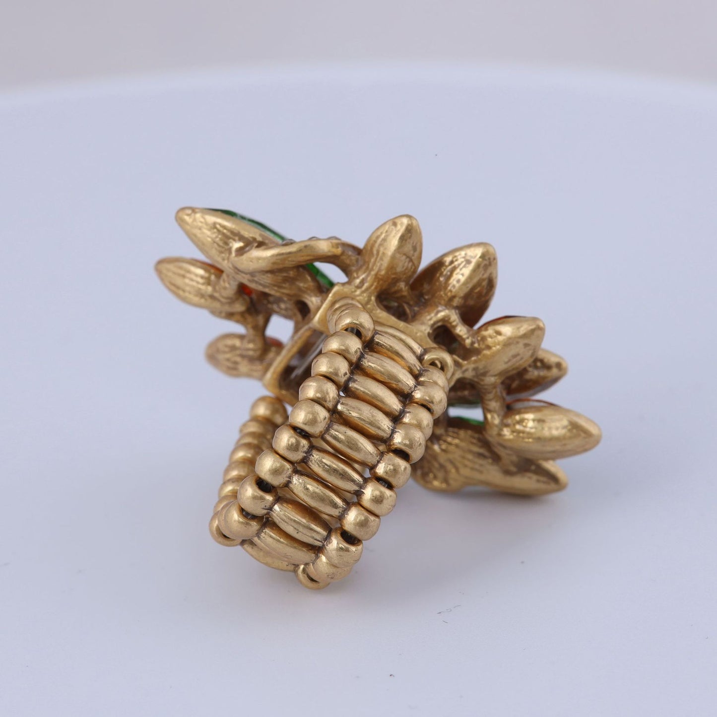 Vintage Leaf Chic Art Deco Open Ring