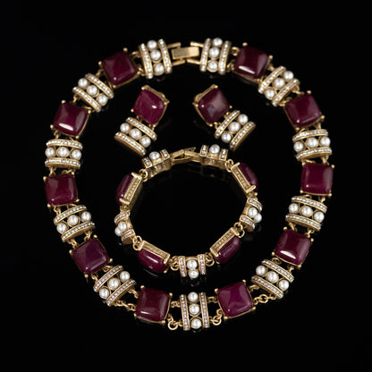Vintage Timeless Natural Stone Geometric Jewelry Set
