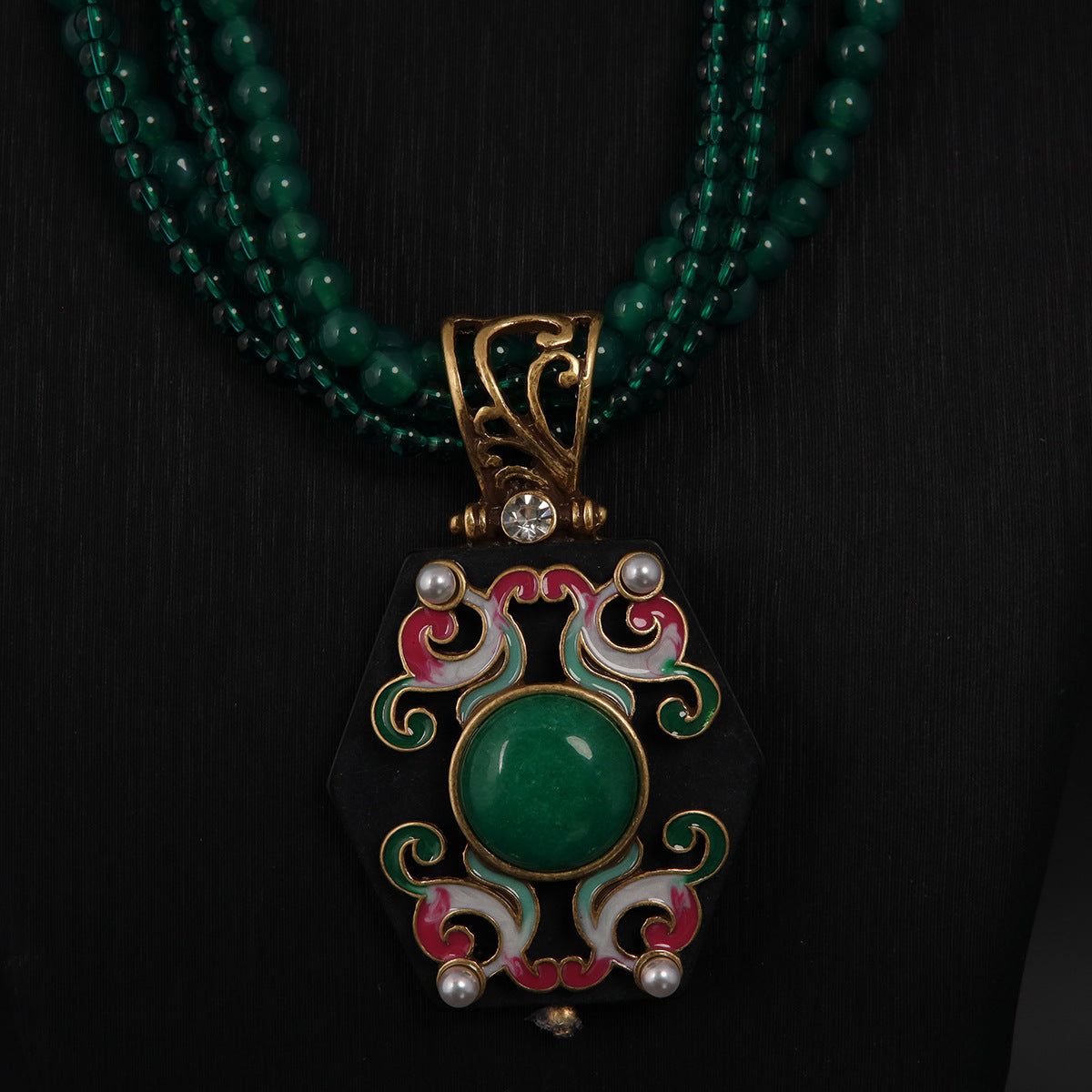 Vintage Enamel Geometric Refined Polished Necklace Gift Jewelry