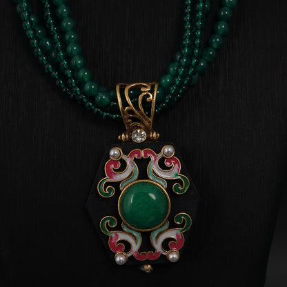 Vintage Enamel Geometric Refined Polished Necklace Gift Jewelry