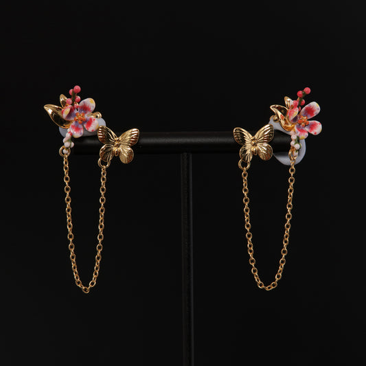 Vintage Enamel Floral Artisan Earrings for Ladies