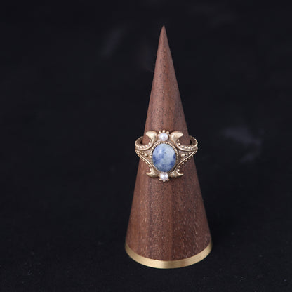 Vintage Natural Stone Geometric Artisan Open Ring Handcrafted Design