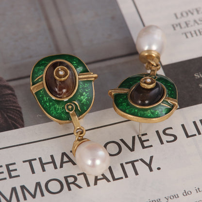 Vintage Enamel Timeless Statement Earrings for Ladies