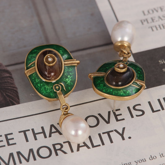 Vintage Enamel Timeless Statement Earrings for Ladies