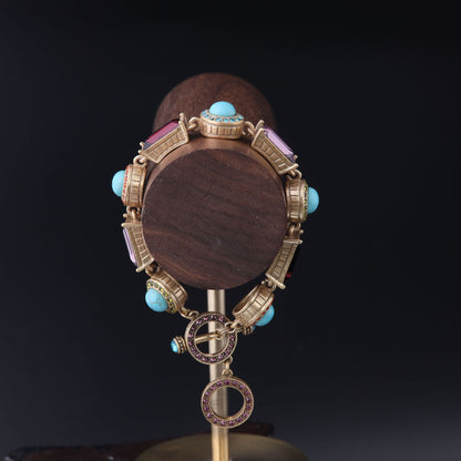 Vintage Geometric Luxury Stone Inlay Bracelet Timeless Style