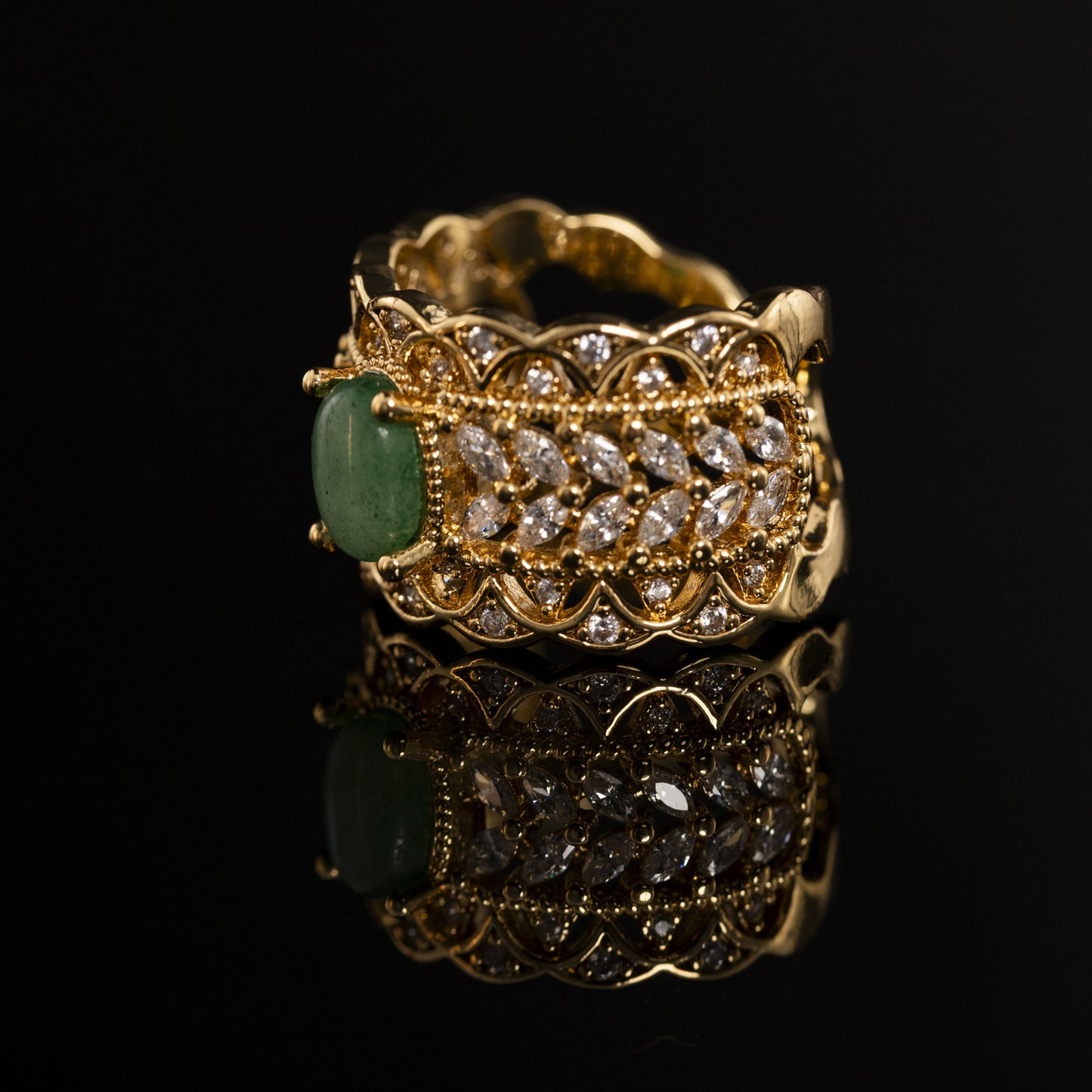 Vintage Crystal Refined Minimalist Open Ring