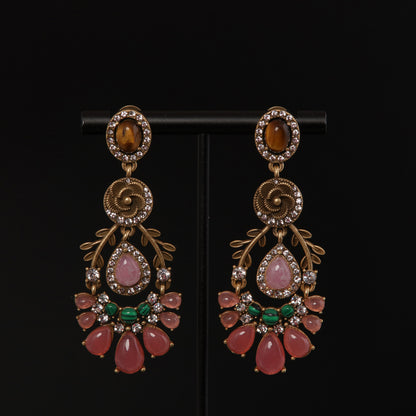 Vintage Agate Blossom Luxury Earrings Gift Jewelry