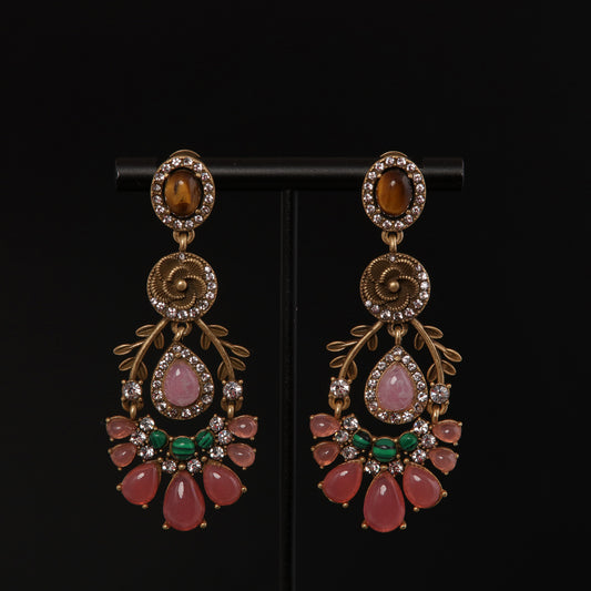 Vintage Agate Blossom Luxury Earrings Gift Jewelry