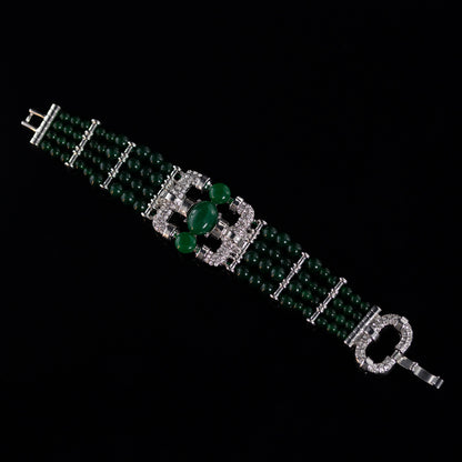 Vintage Agate Art Deco Statement Bracelet for Men
