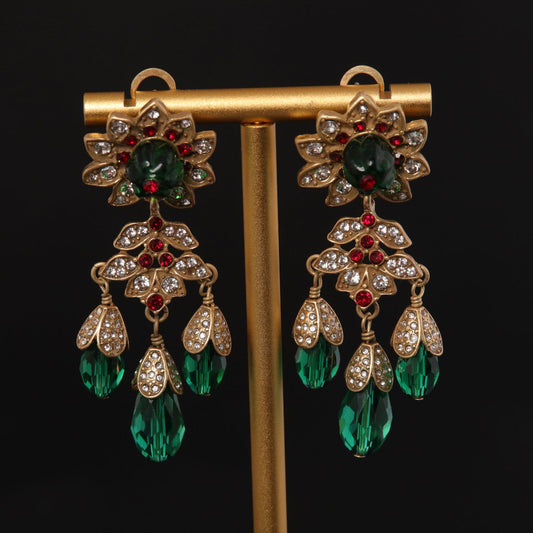 Vintage Crystal Floral Artisan Earrings for Women