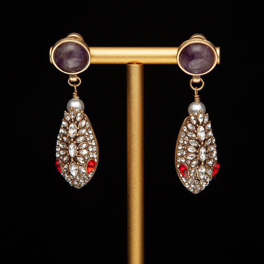 Vintage Crystal Artisan Timeless Earrings Gift Jewelry