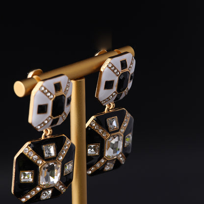 Vintage Enamel Statement Refined Earrings Timeless Style