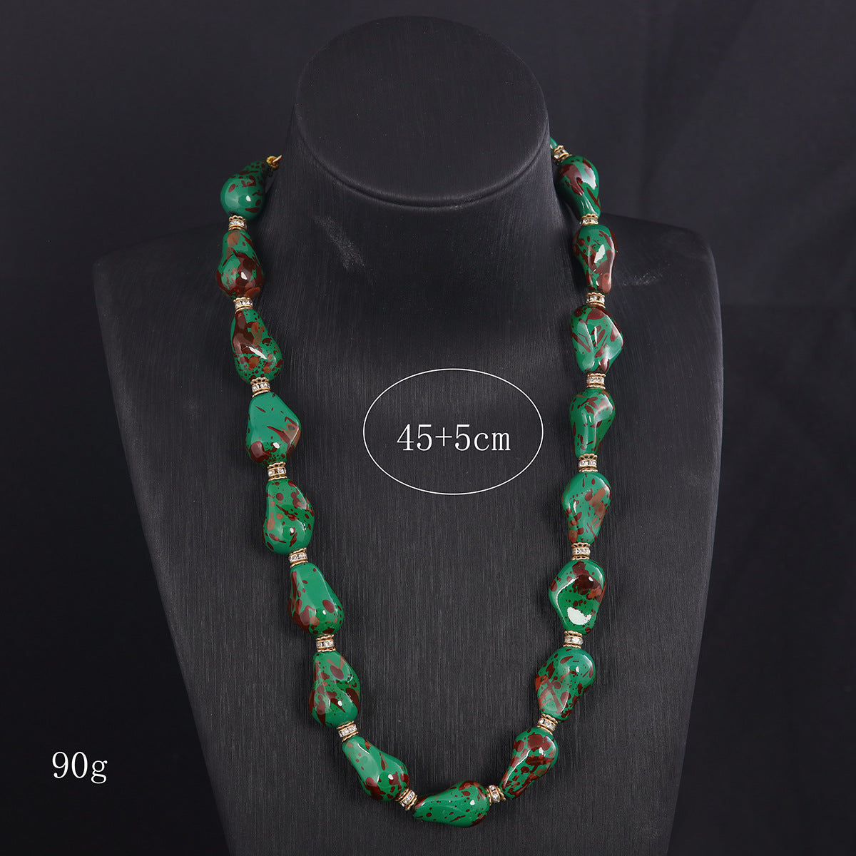 Vintage Glass Geometric Statement Necklace Gift Jewelry
