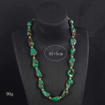 Vintage Glass Geometric Statement Necklace Gift Jewelry