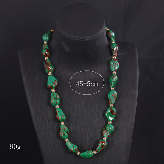 Vintage Glass Geometric Statement Necklace Gift Jewelry