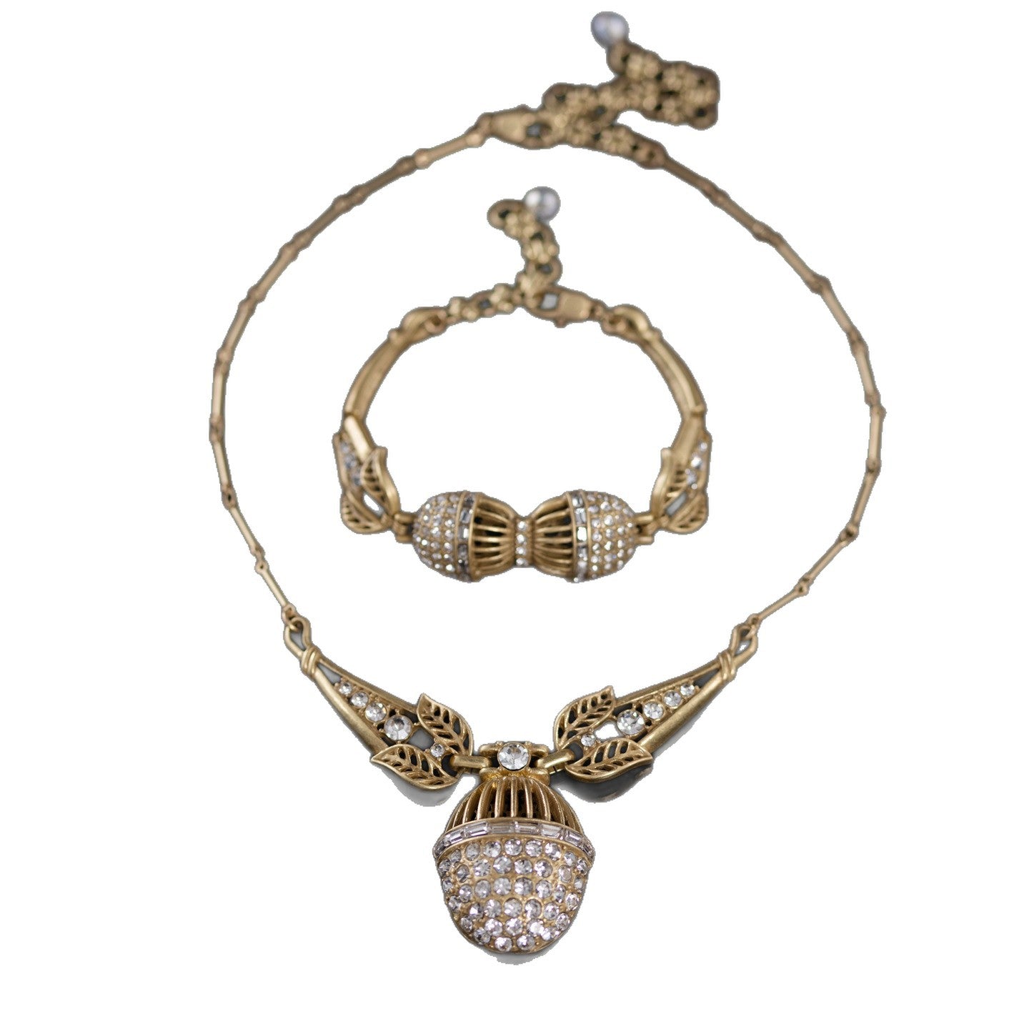 Vintage Artisan Leaf Jewelry Set Baroque Heirloom