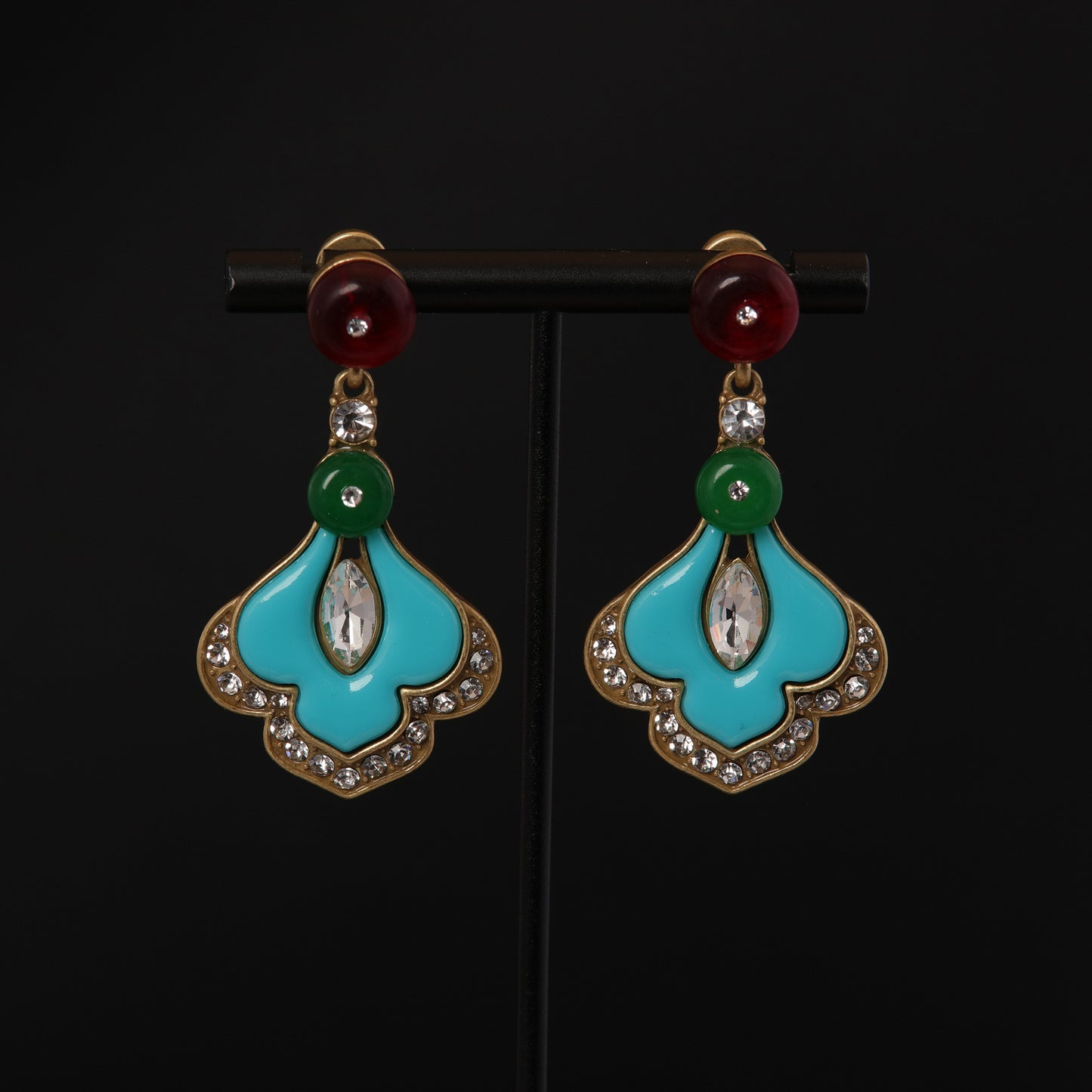 Vintage Enamel Statement Refined Earrings Handcrafted Design