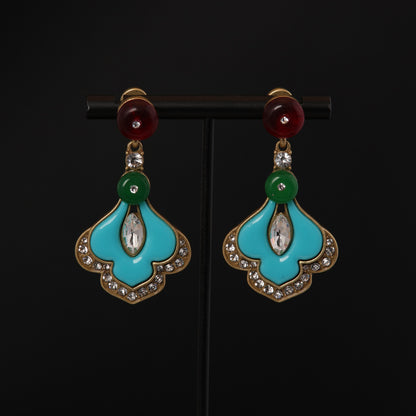 Vintage Enamel Statement Refined Earrings Handcrafted Design