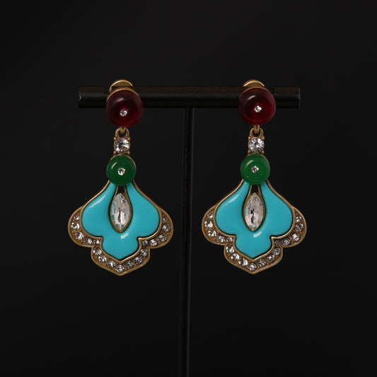 Vintage Enamel Statement Refined Earrings Handcrafted Design