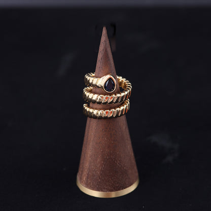 Vintage Cubic Zirconia Geometric Classic Open Ring