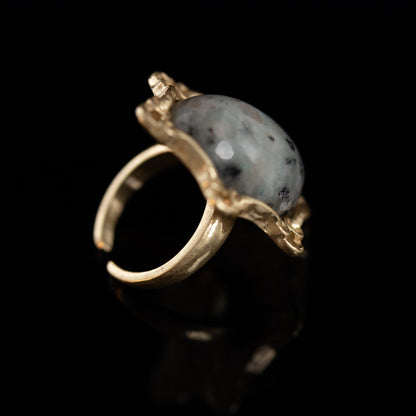 Vintage Natural Stone Geometric Refined Handcrafted Open Ring Gift Jewelry